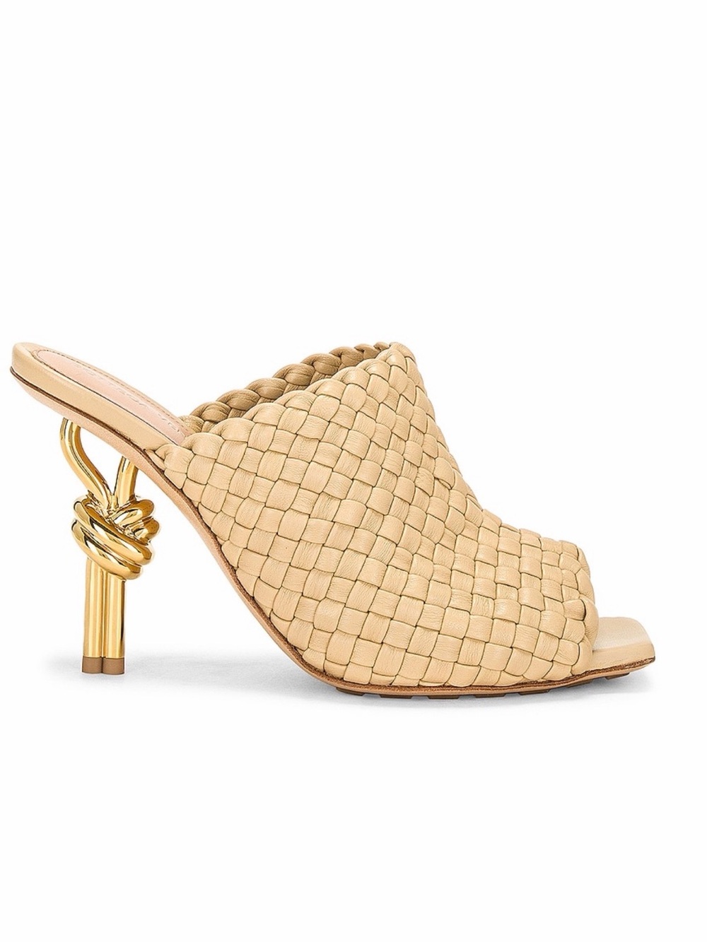 Bottega knot mule sandal in Cane beige 38.5